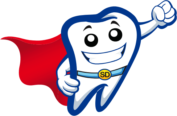 Animated tooth with a cape
